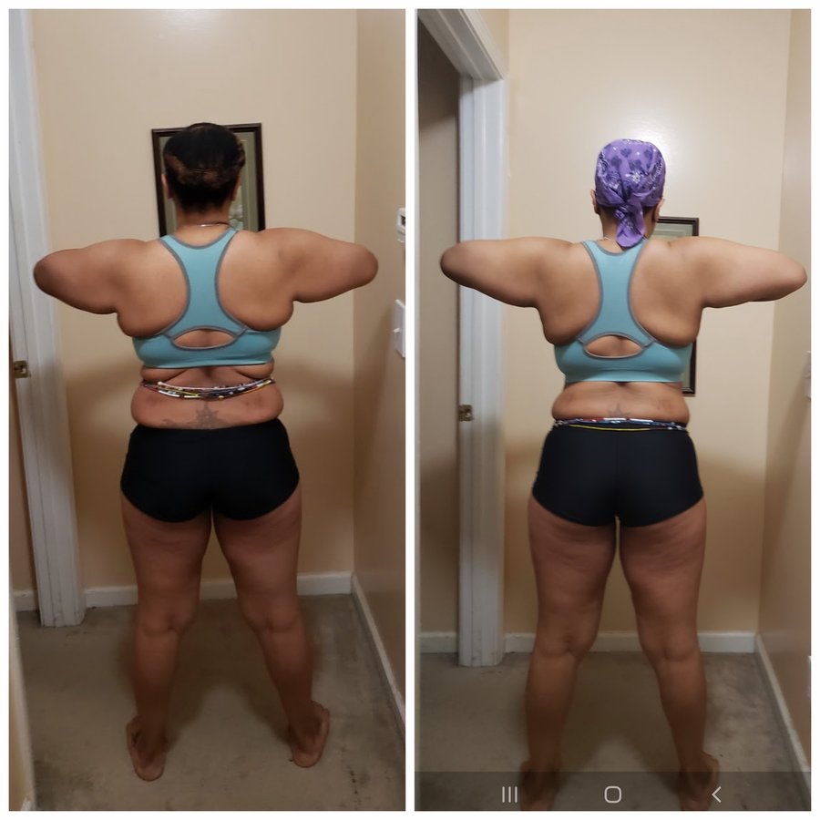 Before and after transformation photos from a previous Sound Check Fitness challenge